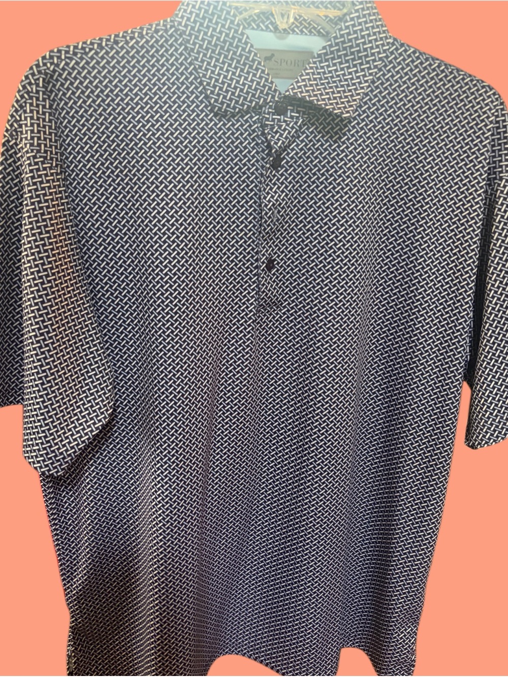 HL Sport Horn Legend Golf Polo Men's Large Navy Geometric Performance Shirt
